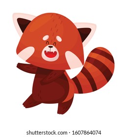 Adorable Red Panda Character in Dancing Pose Vector Illustration