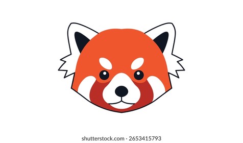 Adorável ilustração de rosto de panda vermelho arte digital design de personagem animal bonito