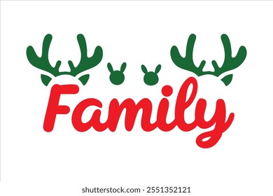 Adorable reindeer family vector illustration featuring a charming typography design. Ideal for Christmas cards, posters, holiday decor, and festive projects