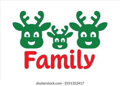 Adorable reindeer family vector illustration featuring a charming typography design. Ideal for Christmas cards, posters, holiday decor, and festive projects