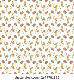 Adorable repeating pattern featuring playful cartoon giraffes perfect for children's projects fabric design nursery decor and whimsical creative uses.