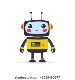 Adorable Robot Character with Antennas for children s illustrations, futuristic designs, and technology concepts.