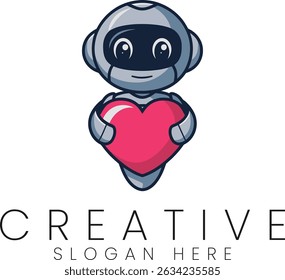 Adorable robot holding a heart perfect for Valentines Day or AI related projects love cute