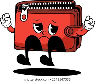 adorable sadness but cute downcast wallet mascot design