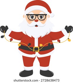 Adorable personaje de Santa Claus. Ilustración vectorial con estilo de dibujos animados.