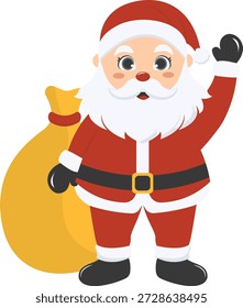 Adorable personaje de Santa Claus. Ilustración vectorial con estilo de dibujos animados.