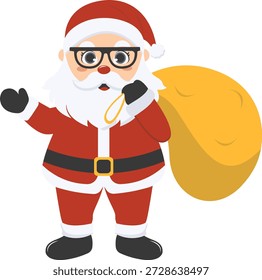 Adorable personaje de Santa Claus. Ilustración vectorial con estilo de dibujos animados.