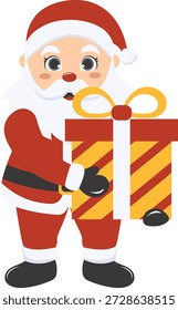 Adorable personaje de Santa Claus. Ilustración vectorial con estilo de dibujos animados.