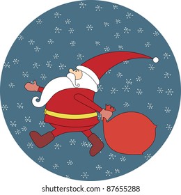 Adorable Santa Claus with sack
