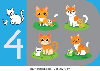 Adorable scene of a cute cat joyfully playing with her kitten. Perfect for pet lovers and heartwarming designs. Captures the essence of playful bonding.