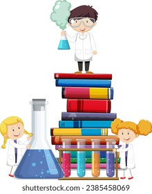 Adorable scientist wearing lab tools for experiment