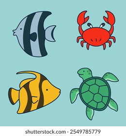 Adorable Sea Animal Vector Illustration