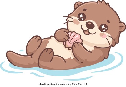 Adorable nutria marina flotando