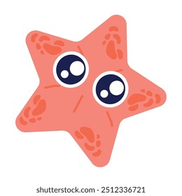 Adorable sea star with big eyes and playful design in cartoon style Vector illustration