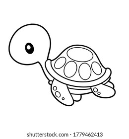 Adorable Sea Turtle Coloring Page Vector Stock Vector (Royalty Free ...