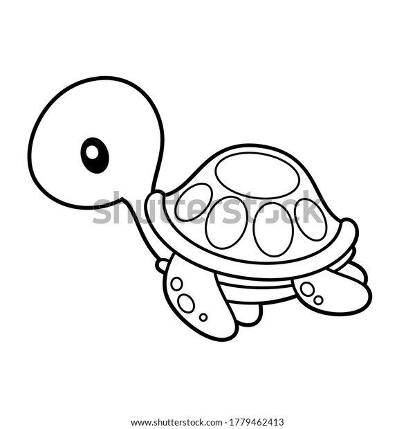 Adorable Sea Turtle Coloring Page Vector Stock Vector (Royalty Free ...