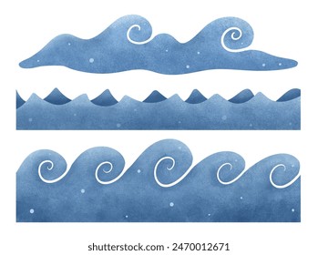 Adorable Sea Waves Hand Drawn Illustration