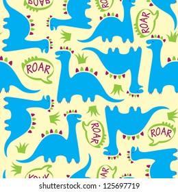 Adorable seamless kids pattern with dinosaurs