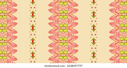 Adorable seamless pattern showcasing pink floral motifs and cheerful green frog illustrations.