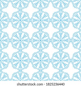 
Patrón de copos de nieve en un fondo blanco, adorable y sin fisuras. Elementos decorativos de invierno de estilo plano para tarjetas, papel envolvente, tela, papel pintado y más. Ilustración vectorial de existencias para la decoración
