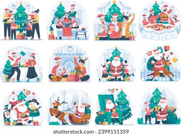 Adorable set of Christmas Party icons Graphics