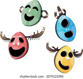 Adorable set of fantasy masks vector illustration