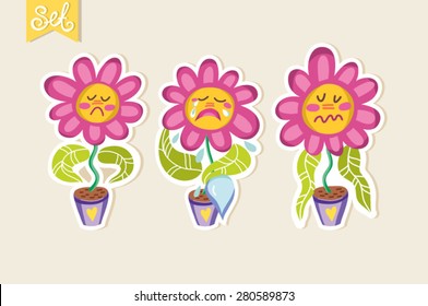 Adorable set of flowers emoji