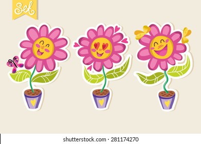 Adorable set of flowers emoji