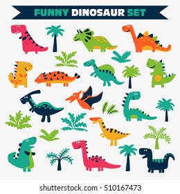 Adorable set with funny dinosaurs