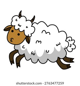 adorable sheep with thick wool jumping high to welcome the festive celebration