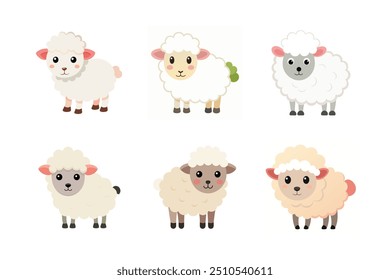 Adorable Sheep Vector Illustration - Cartoon Clipart and Line Art Design