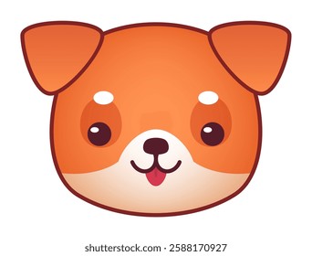 Adorable Shiba Inu dog face, showing its tongue, designed in a fun, cartoon style, perfect for children s books, stickers, or any project needing a touch of kawaii