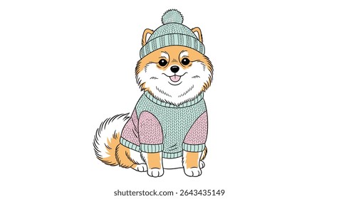 Adorable Shiba Inu Puppy in Winter Hat and Sweater A Portrait of Cuteness