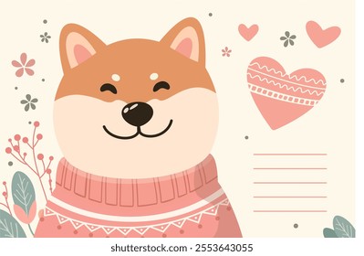 Adorable Shiba Inu in Sweater Vector Illustration - Perfect for Greeting Cards, Posters