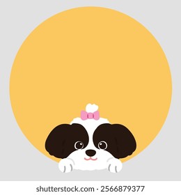 Adorable Shih Tzu coming out of a circle shape
