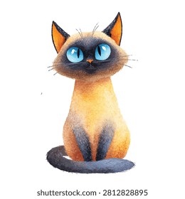 Adorable Siamese cat with blue eyes