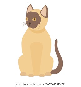 Adorable siamese cat with brown face and ears sitting and looking away
