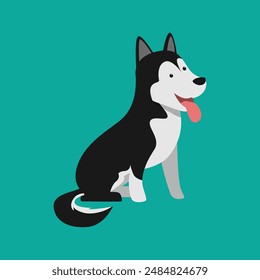 Adorable Siberian Husky Dog Vector Illustration