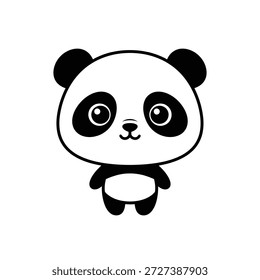 An adorable and simple vector illustration of a cute panda bear face with big eyes, perfect for playful and charming designs.