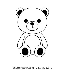 Adorável linha única silhueta urso vetor bonito pelúcia brinquedos desenhos para a infância Art png dia de namorados e presentes de bebê e esboços animados simples alegres para jogos de cartas e mascote gráfico tipo de logotipo