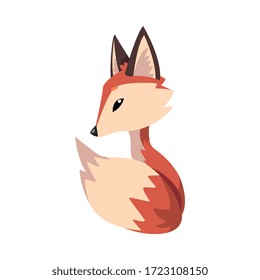 Adorable Sitting Little Fox, Cute Wild Forest Animal Cartoon Character Vector Illustration