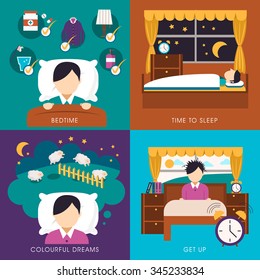 adorable sleep time collection in flat style 