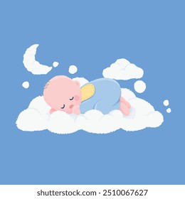 Adorable Ilustración vectorial de bebé durmiente