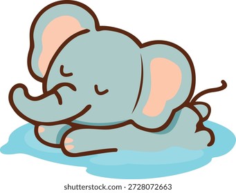 Vector adorable del elefante del bebé que duerme