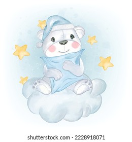 Adorable Sleeping Bear in the Cloud