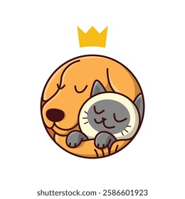 ADORABLE SLEEPING CAT AND DOG LOGO DESIGN