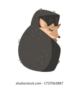 Adorable Sleeping Hedgehog, Cute Wild Forest Animal Cartoon Character Vector Illustration