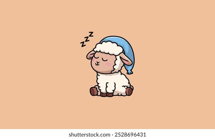 Adorable oveja durmiente con un gorro azul, durmiendo pacíficamente.