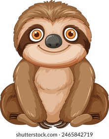 Adorable sloth with big eyes sitting happily