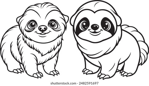 Adorable Sloth Coloring Page for Kids - Cute Animal Designs